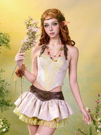 Fairycore Mori Kei Purple and Green Halter Neck Corset Top - image 4