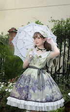 Grape Manor - Back Zipper Classic Lolita OP Dress, Bunny and Grape Print - image 1