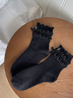 Lolita Wool Socks with Butterfly Bow and Ruffled Cuff - 5 Colors - image 6