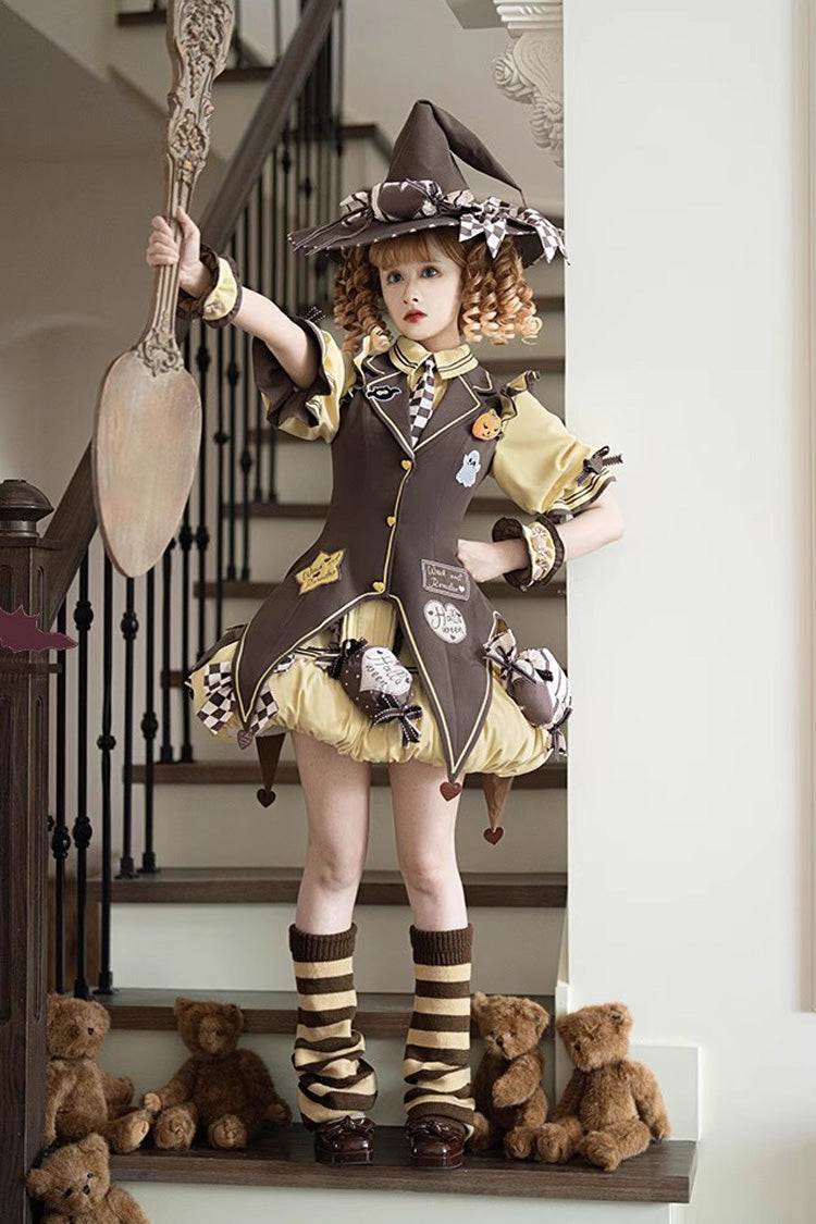 Witch and Paradise - Short Sleeves Ruffle Bowknot Sweet Japanese Halloween Lolita Dress Vest Set - image 7