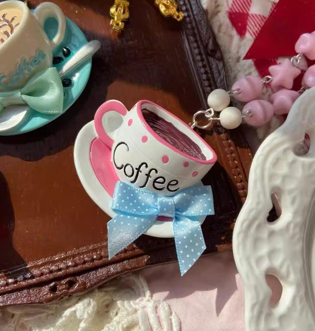 Old School Lolita Beaded Necklace, Coffee Cup Pendant - image 2