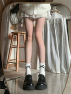 Lolita Wool Socks with Butterfly Bow and Ruffled Cuff - 5 Colors - image 3