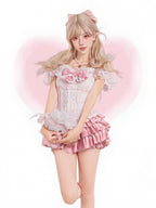 Dark Pink Plaid Tiered Skirt with Shorts - serendipity - image 9