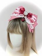 Plaid Strawberry Adjustable Bow Lolita Headband - image 1