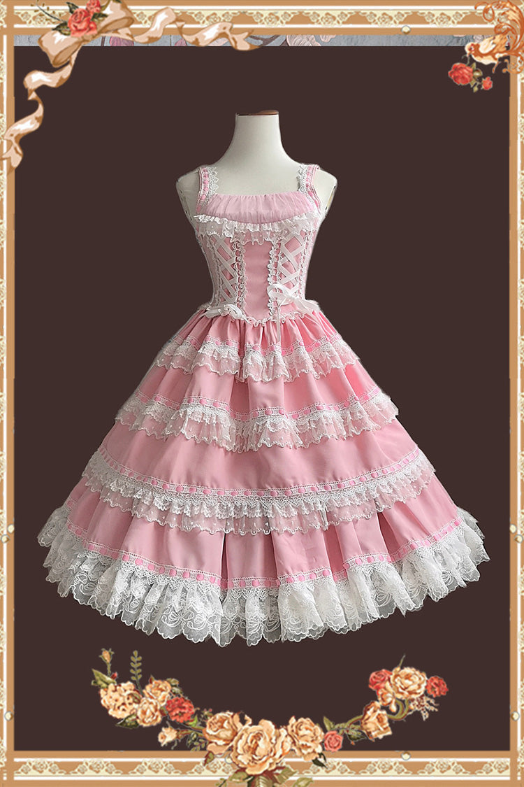 Doll in the Mirror - Square Collar Sleeveless Ruffled Lace-Up Sweet Lolita JSK Dress - image 2