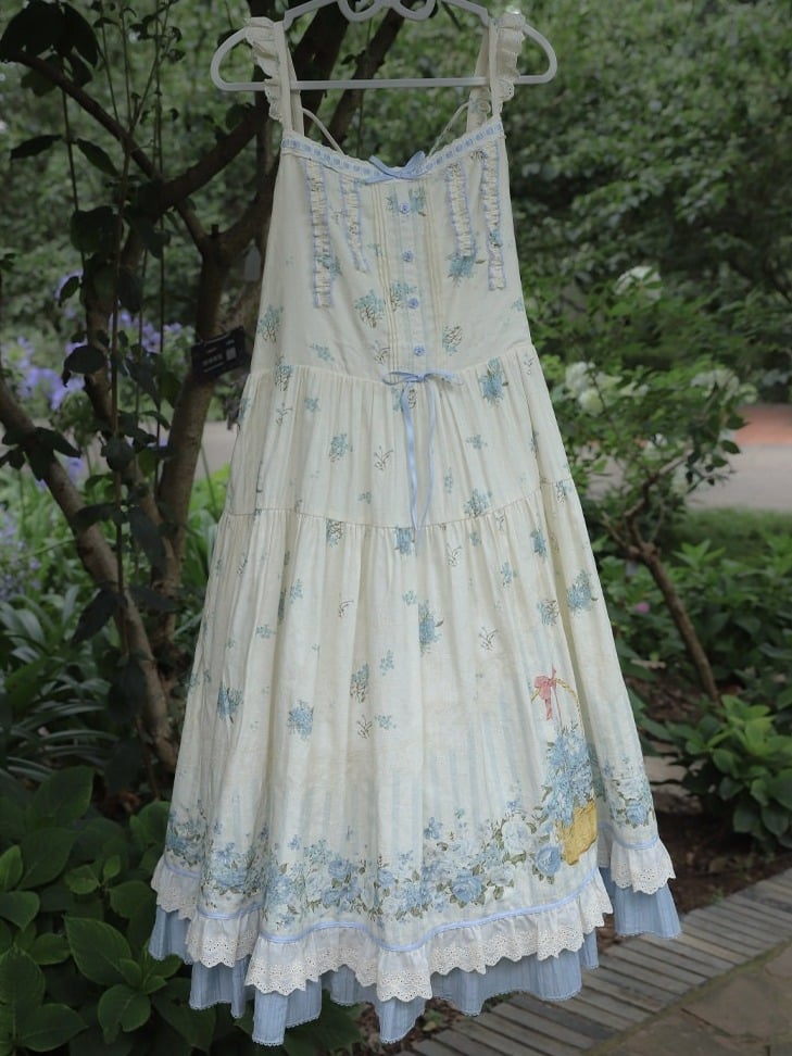 Blue Forget-Me-Not Floral Sweet Lolita JSK - image 6