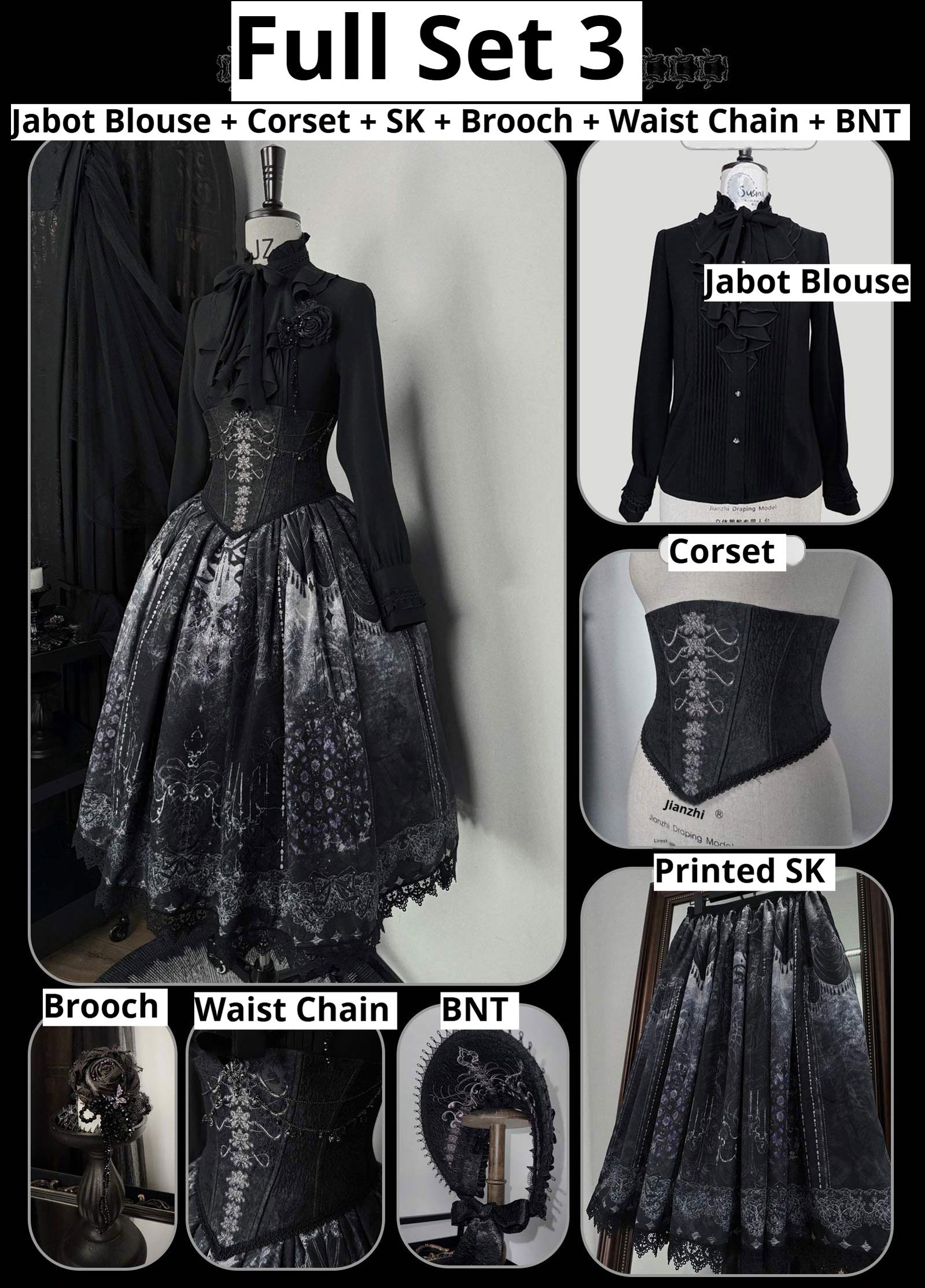 Bone-Eroded Butterfly - Gothic Lolita JSK & SK Set - image 8