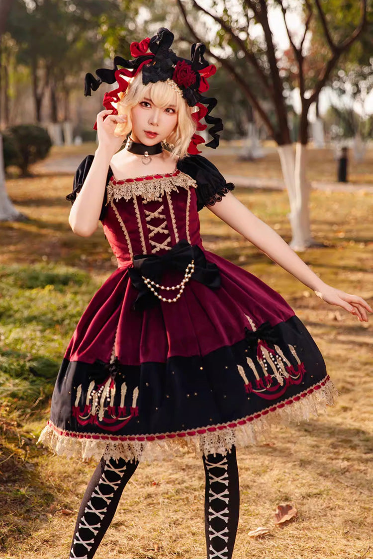 Chandelier - Sweet Lolita Short-Sleeve OP Dress in 4 Colors - image 6