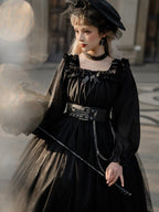 Y2K E-girl Gothic Lolita OP Dress Set in Black
