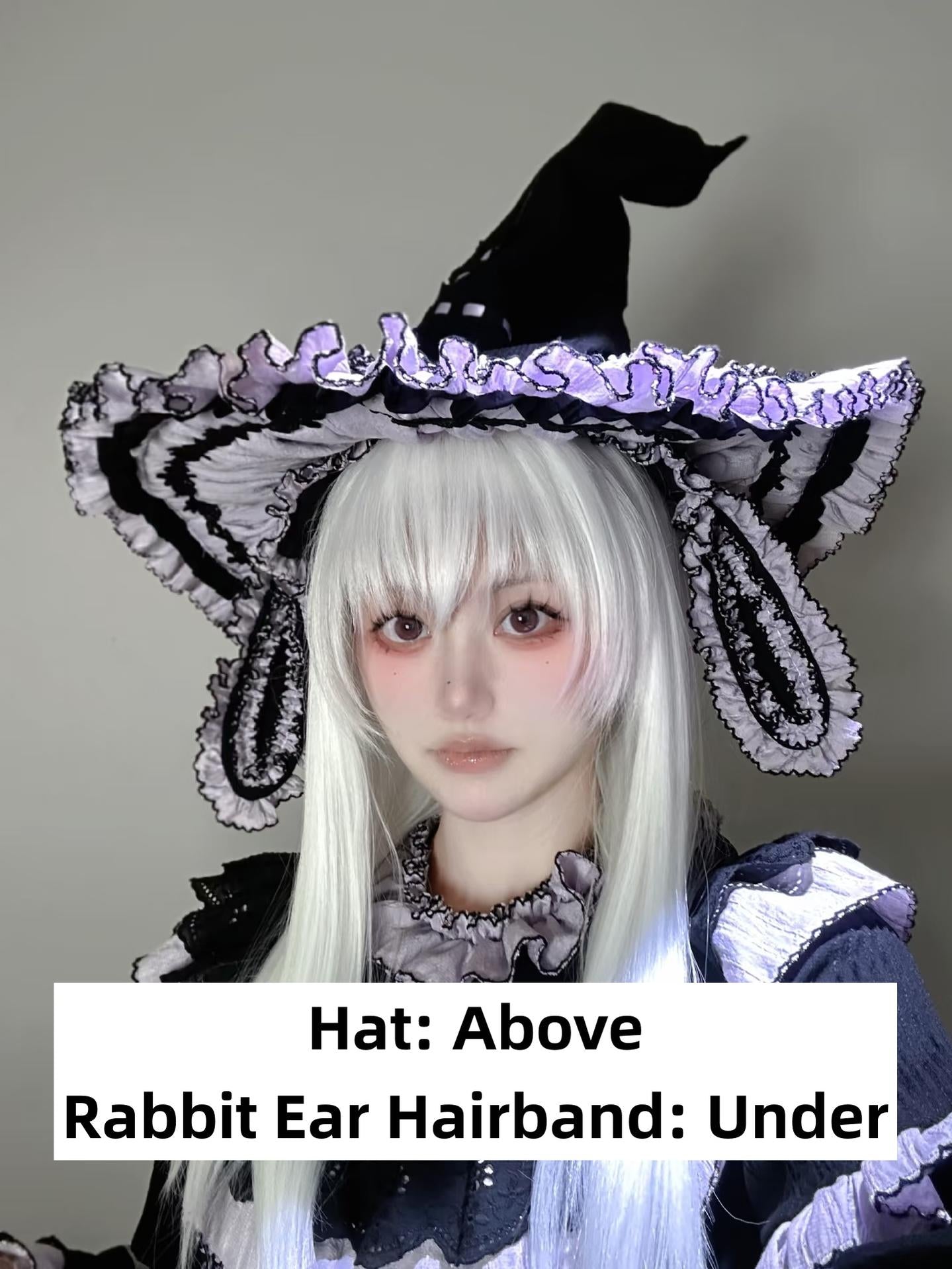 Witch Lilith - Ruffled Collar Gothic Lolita OP, Witch Hat - image 6
