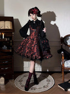 Red and Black Lace Trim JSK Gothic Lily - Miss Point - image 3