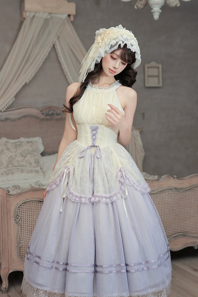 Purple Classic Gradient Lolita JSK Set with Cardigan and Hair Accessories - image 7
