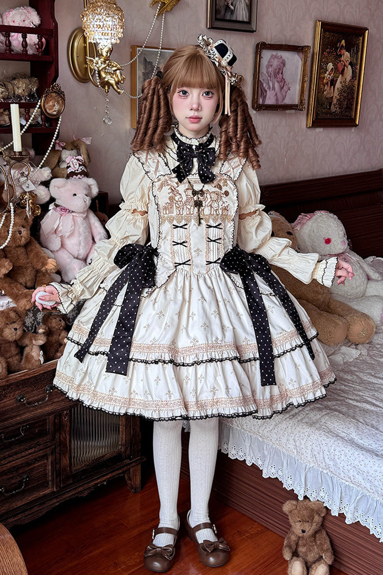 Bear’s Holiday - Sleeveless Double-Layered Ruffled Embroidered Bow Sweet Lolita JSK Dress - image 2