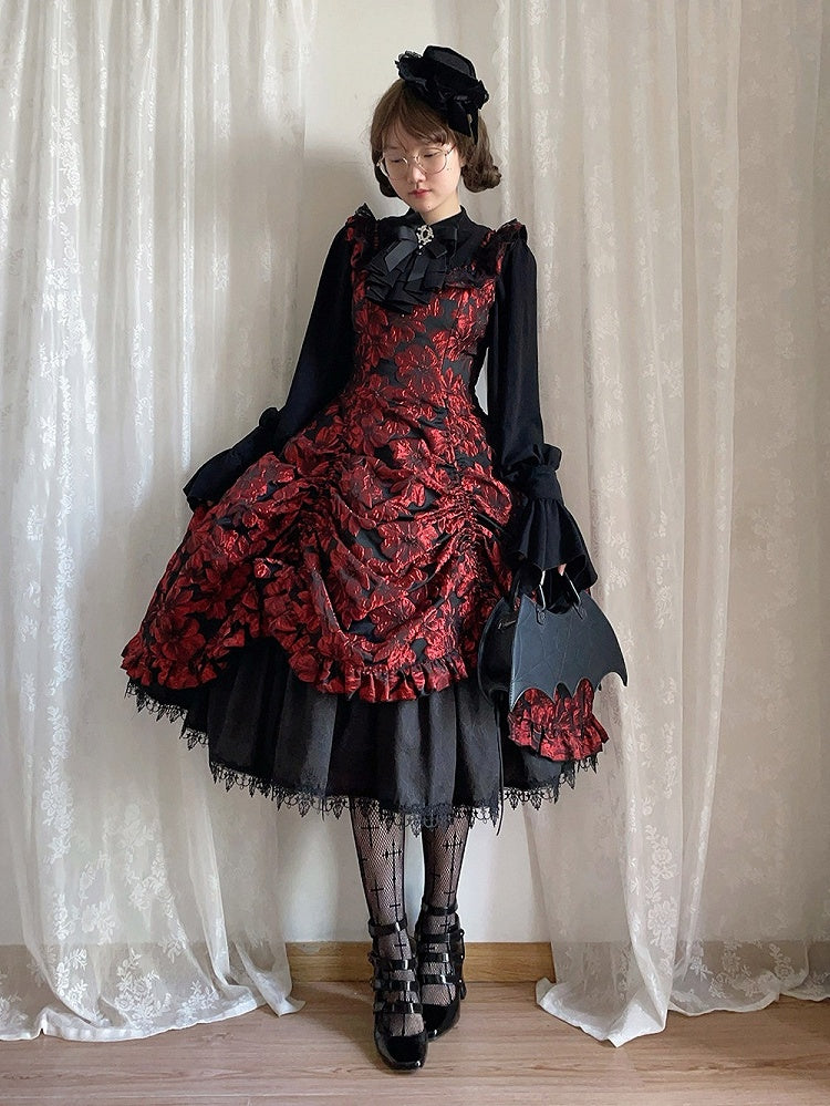Red and Black Lace Trim JSK Gothic Lily - Miss Point - image 11