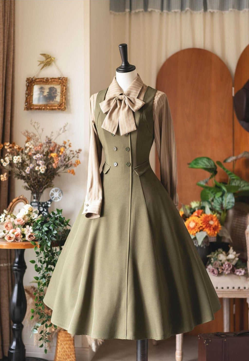 Foggy Forest - Elegant Lolita A-line JSK Dress, Side Pockets - image 4