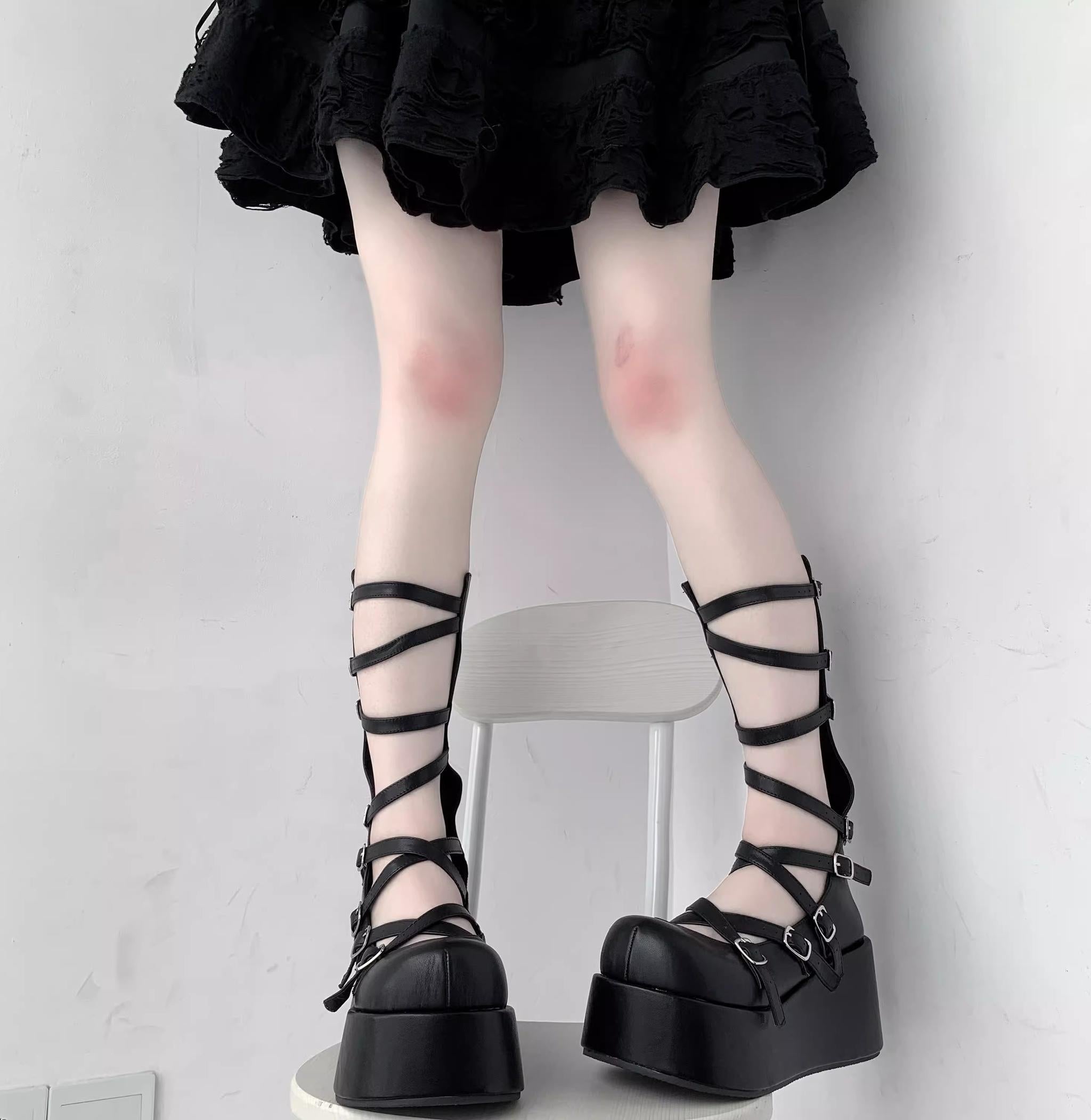 Gothic Doll - Gothic Lolita Platform Shoes, Adjustable Shoe Straps - image 4