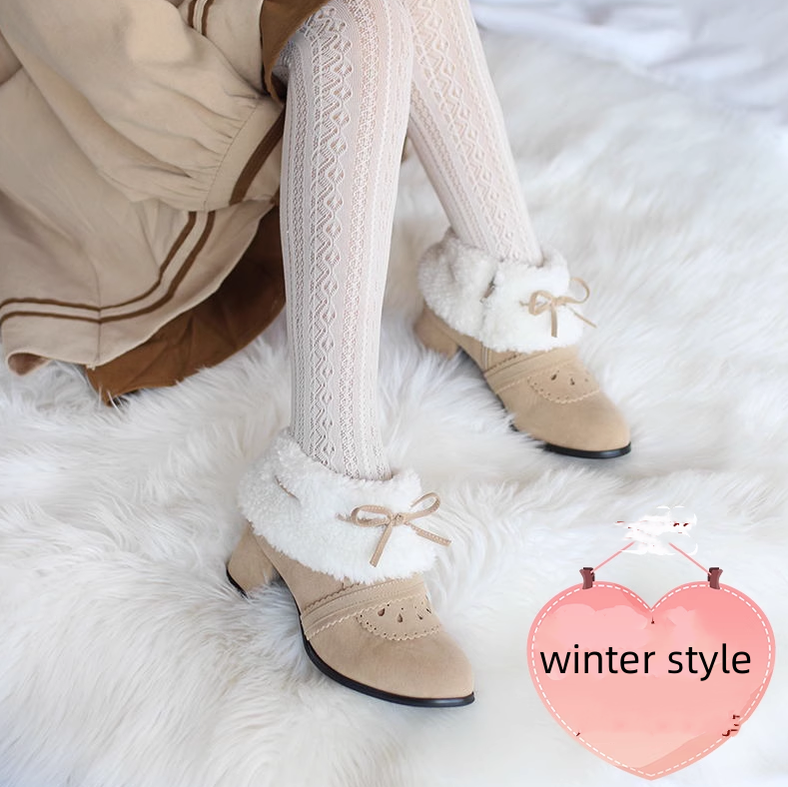 Kawaii Winter Lolita Multicolor Ankle Boots - image 11