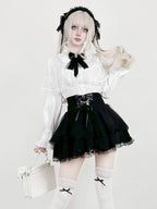 Snow White Lace-Cape Top with Long Sleeves - AMAHAKAWA - image 1