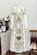 Sacred Coronation Gothic Cathedral Print Empire Lolita OP Dress Set - image 6