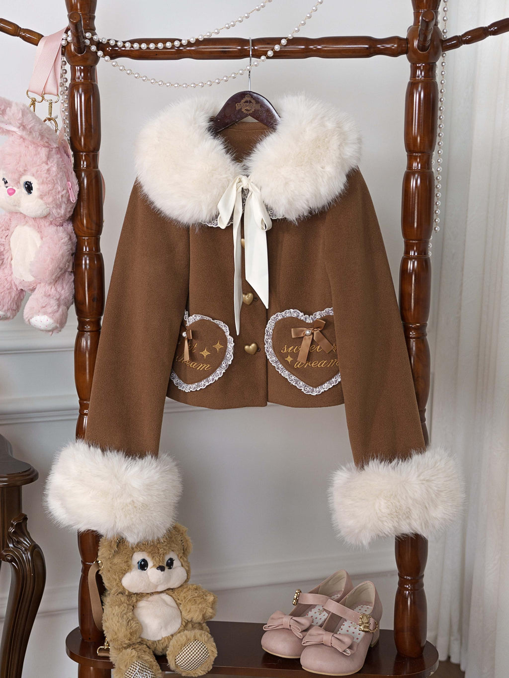 Milk Puff - Winter Fleece-Lined Sweet Lolita Coat, Detachable Collar Collection - image 1