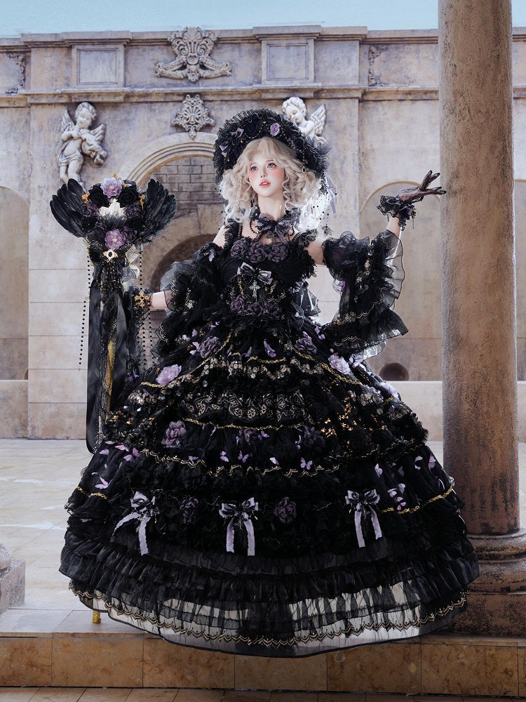 Black and Purple Floor-Length Hanayome Hime Lolita Dress - image 3
