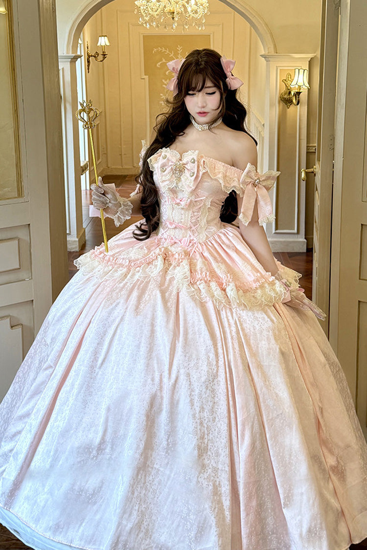 Pink White Moonlight Lover Elegant Lolita Strapless Dress - image 2