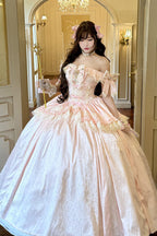 Pink White Moonlight Lover Elegant Lolita Strapless Dress - image 2