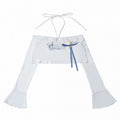 White Flare-Sleeve Cropped Knit Top with Butterfly Print & Rose - PINK SAVIOR - image 1