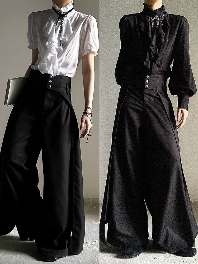 High-Waisted Draped Wide-Leg Ouji Pants - image 1