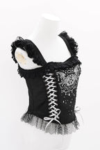 Metallic Angel Black Gothic Lolita Top and Ruffled Skirt Set - image 15