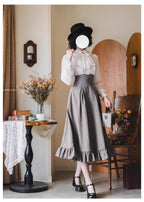 Classic Lolita A-Line Skirt, Button-Front Vest and White Blouse - image 23