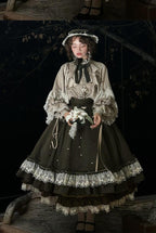 Embroidered Classic Lolita OP Dress, Lace Trim Shirt and Accessories - image 5