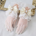 Vintage Lolita Lace Gloves with Bow and Bead Chain - image 6