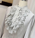 Crow Feather Ode - Ouji Lolita Cotton Linen Shirt and Clock Embroidery Vest Set - image 7