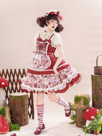 Red Fruit-Print Sweet Lolita JSK with Lace Trim - image 6