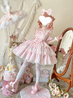 Rose Romance - Pink Sweet Lolita JSK Dress, Tiered Hem - image 3