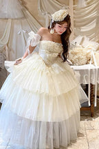 Mousse Love Song - Sleeveless Multi-Layered Ruffled Bride Bow Sweet Lolita Dress - image 4