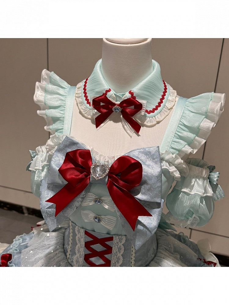 Mint Blue Idol Lolita Top and High-Waist Bubble Skirt Set - image 10