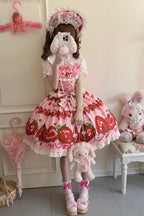 Sweet Berry Tale Strawberry Print Ruffle Bowknot Lace Sweet Lolita JSK Dress - image 11