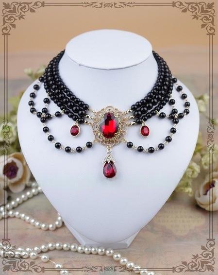 Lolita Pearl Necklace, Gemstone Pendant and Matching Ring Collection - image 3
