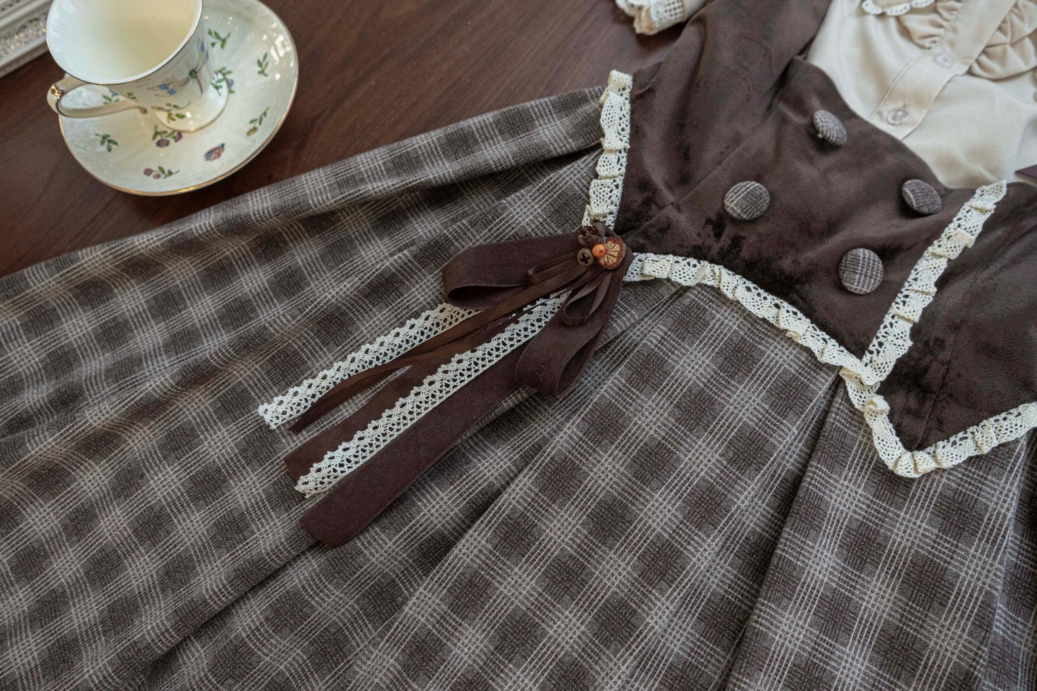 Chestnut Autumn - Plaid Classic Lolita JSK, Bust Supporting and Accessories - image 14