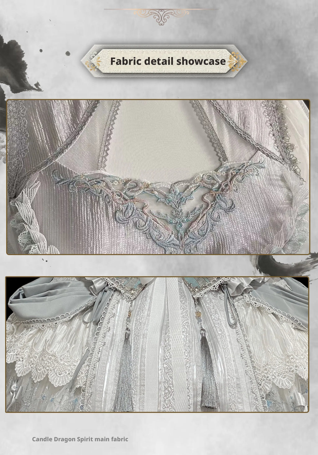 Candle Dragon Spirit - Fantasy White-Silver Lolita JSK Set - image 10