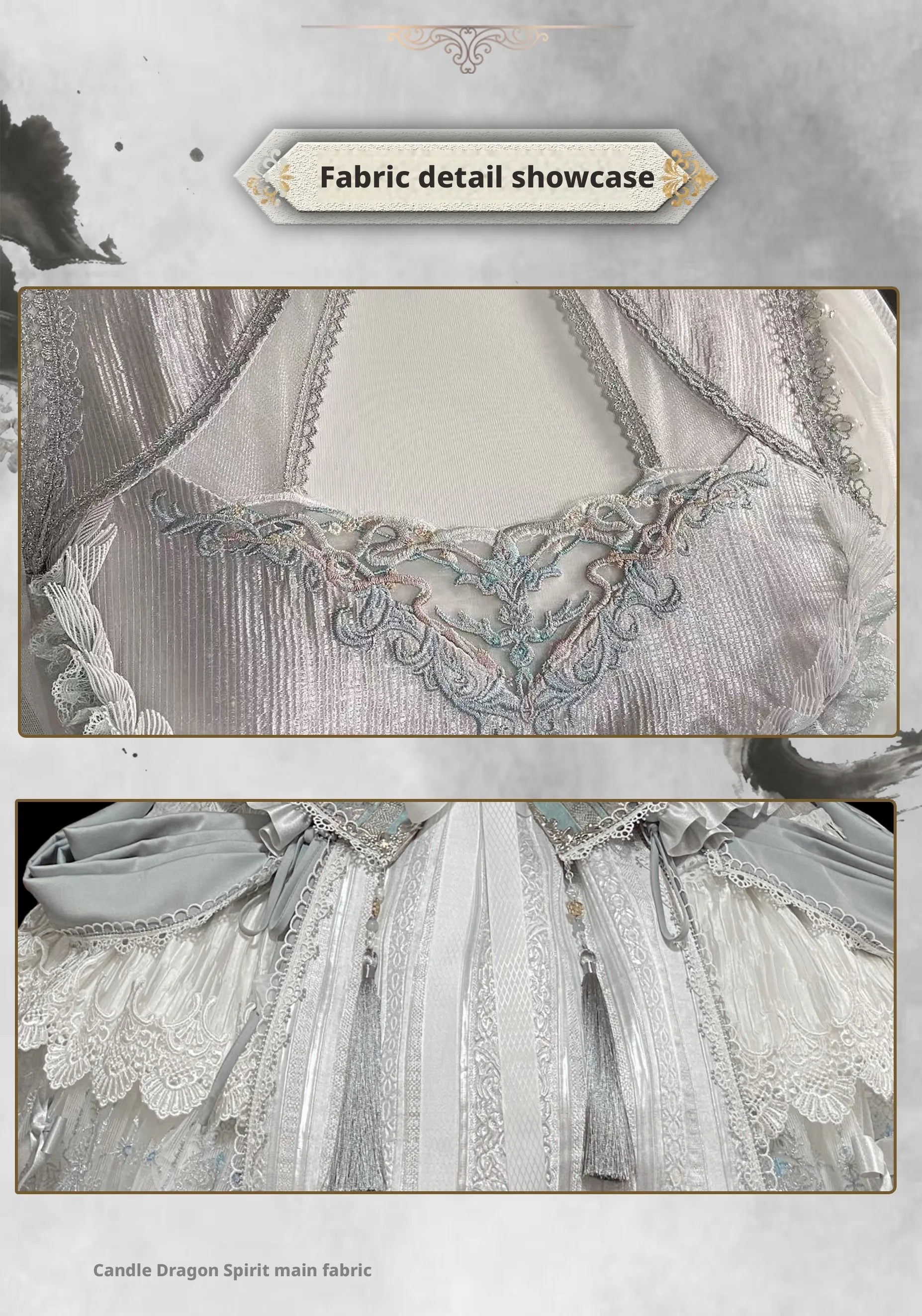 Candle Dragon Spirit - Fantasy White-Silver Lolita JSK Set - image 10