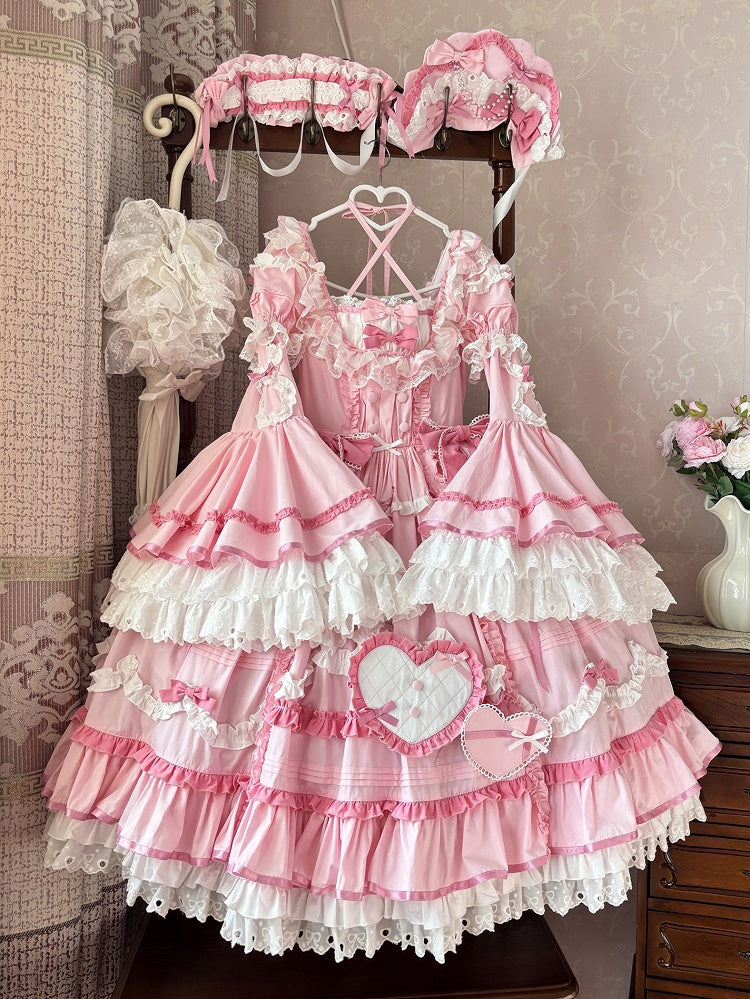 Plus Size Pink Old School Princess Lolita Cotton Dress - image 1