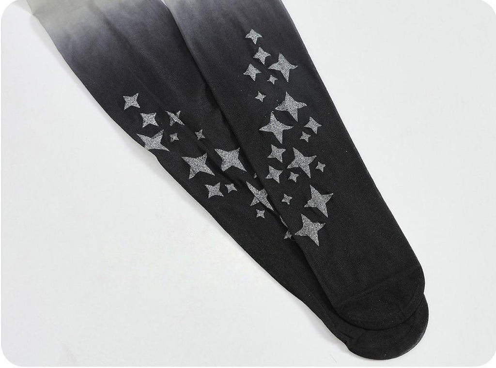 Gothic Lolita Black Gradient Printed Pantyhose - image 12