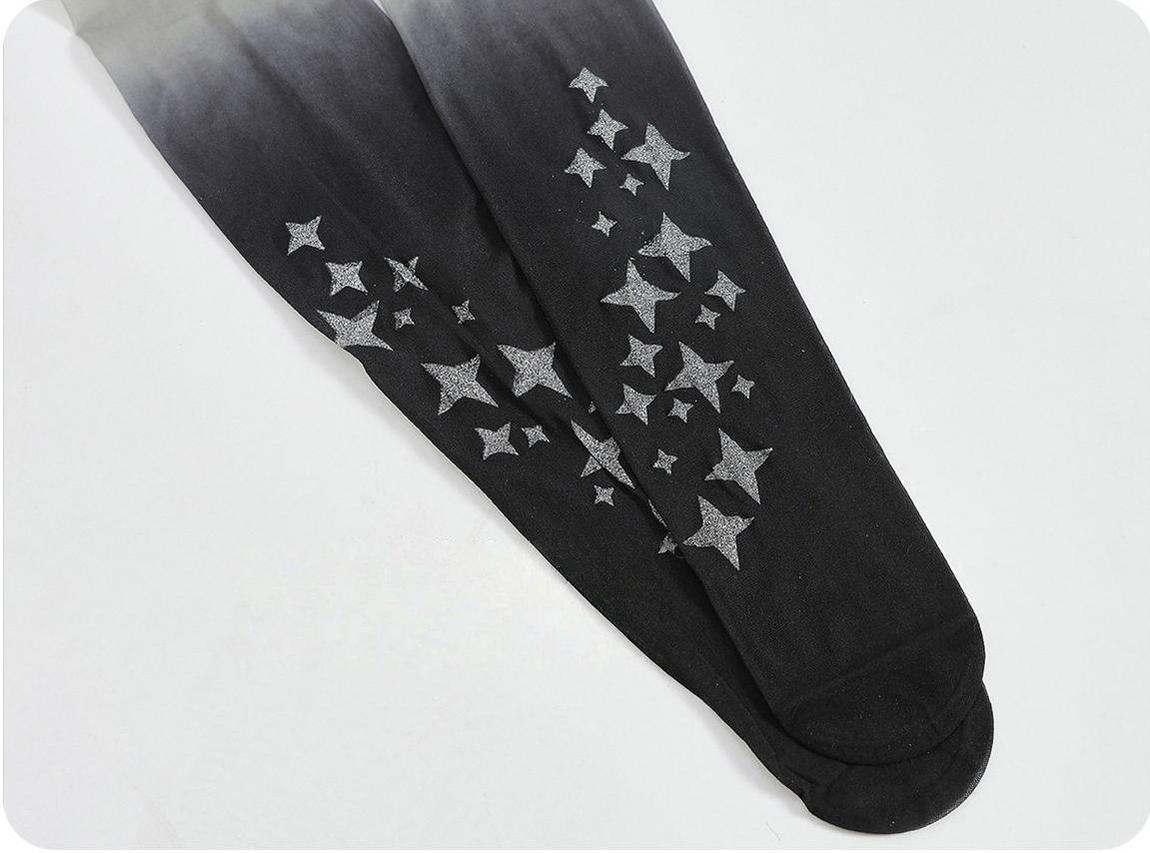 Gothic Lolita Black Gradient Printed Pantyhose - image 12