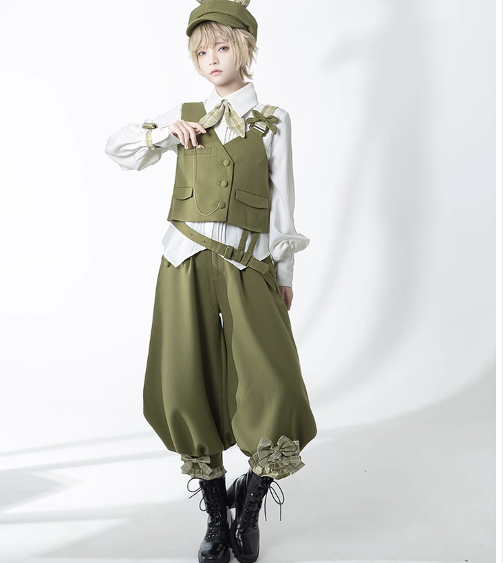Secret Morning Paper - Ouji Lolita Shirt, Matcha Green Capri Pants Collection - image 11