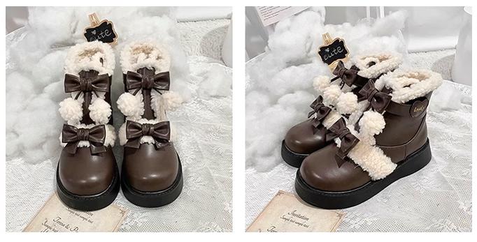 Furry Bear - Winter Cute Lolita Short Snow Boots - image 15