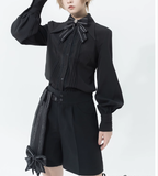 ShenYao - Ouji Vintage Lolita Black Bow Shorts - image 11
