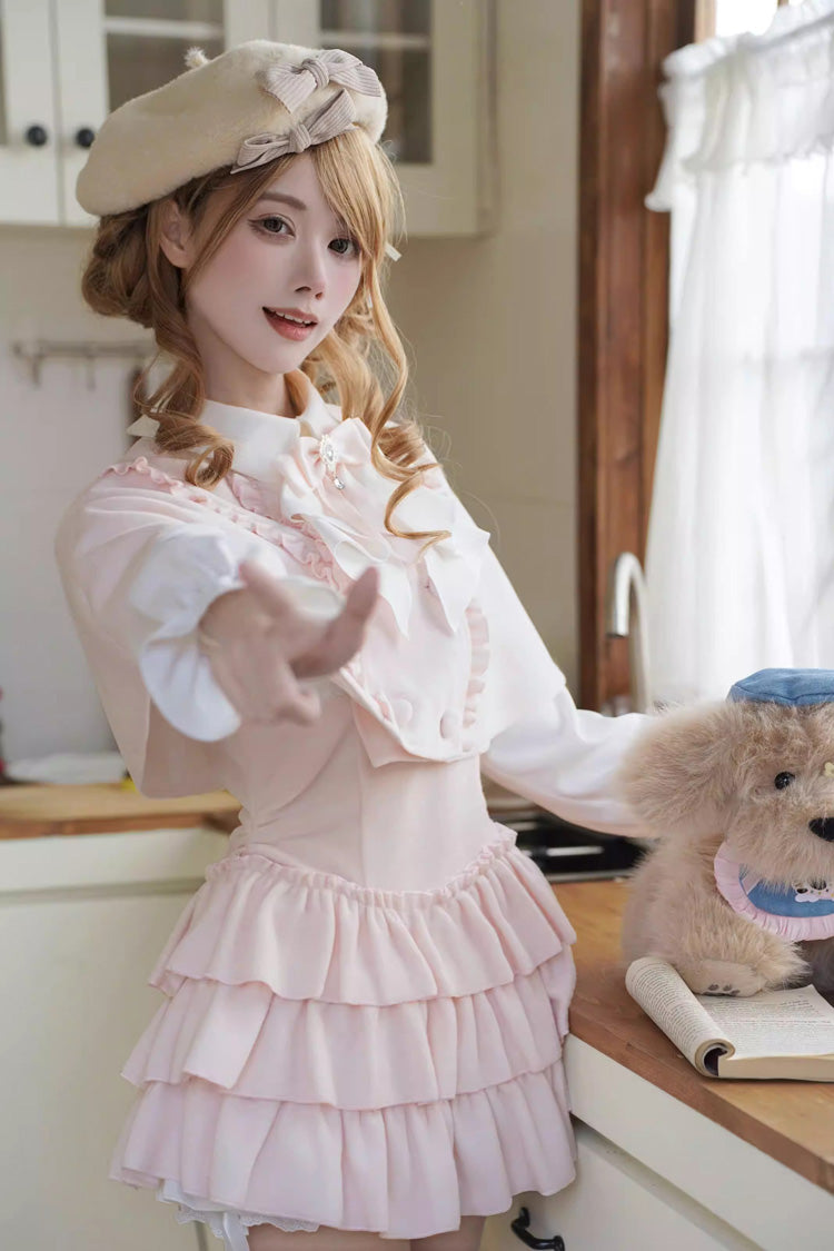 Cherry Blossom Snow - Sweet Lolita Dress & Cape Set in Pink - image 6